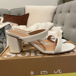 Soludos Ines White Sandal Heels - Size 8.5